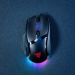 A mouse on a mouse pad.