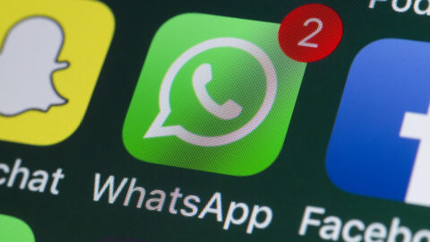 whatsapp logo shown on a smartphone