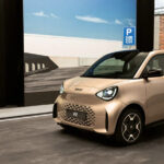 A Smart #2 vehicle in a showroom.