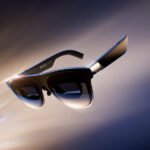Glasses floating in space.