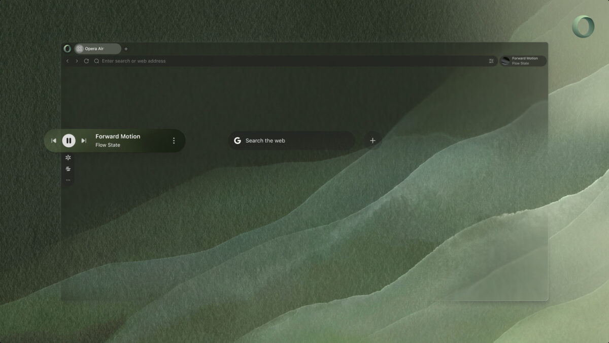 Opera Air web browser home screen