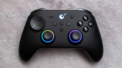 GuliKit TT Max controller with rainbow rings around the sticks.