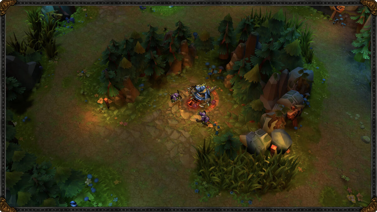 Screenshot of the red buff in the League of Legends Classic mode.